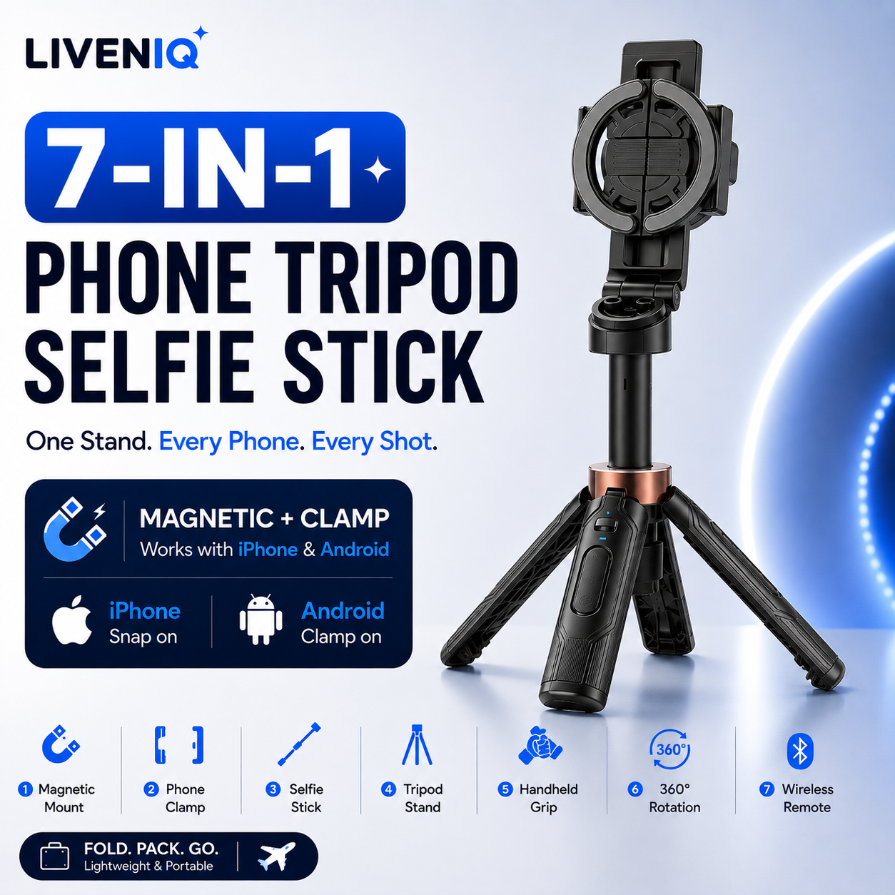 7-in-1 Magnetic Phone Tripod & Selfie Stick
