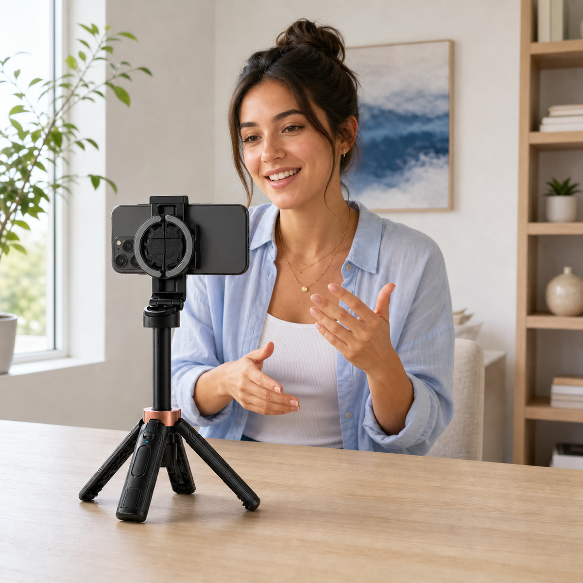 Liveniq tripod standing hands-free with optional lighting