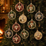 Finished nutcracker pearl-style ornaments hanging on a Christmas tree