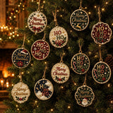 Finished Merry Christmas pearl-style ornaments ready to hang