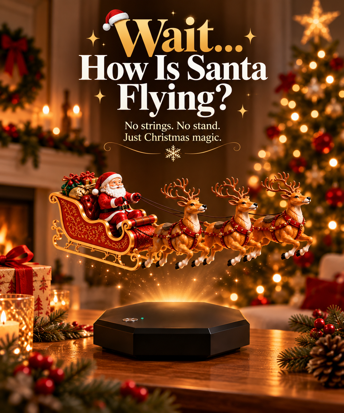 Santa’s Flying Sleigh – Magnetic Levitating Christmas Decor